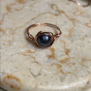 Rose Gold Wire Wrapped Ring with Dark Stone